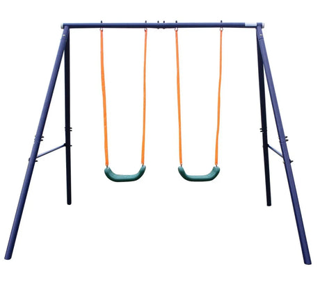Children’s Two-Station Blue Polyethylene Swing Set - Omega Lifestyles