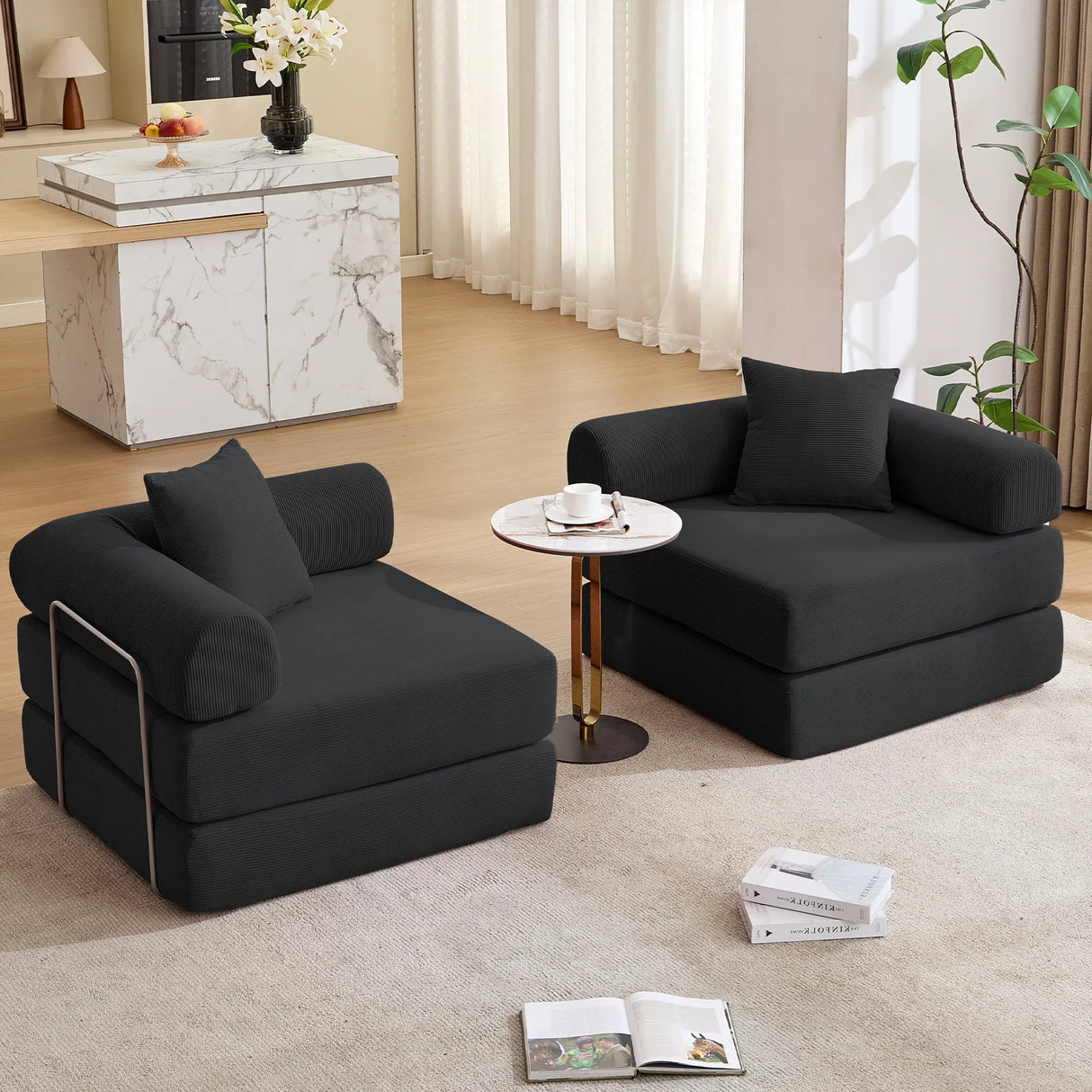 Modular Folding Convertible Corduroy Sofa Bed - Omega Lifestyles