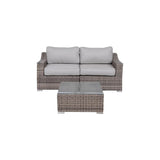 Modern Gray Wicker Outdoor Loveseat Seating Set With Cushions - Omega Lifestyles