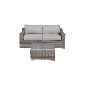 Modern Gray Wicker Outdoor Loveseat Seating Set With Cushions - Omega Lifestyles