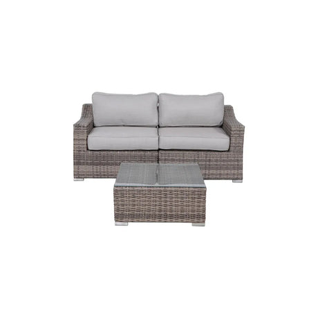 Modern Gray Wicker Outdoor Loveseat Seating Set With Cushions - Omega Lifestyles