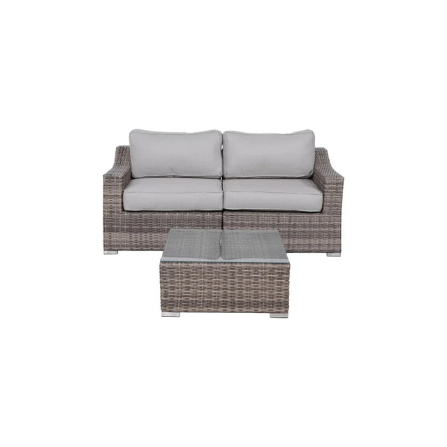 Modern Gray Wicker Outdoor Loveseat Seating Set With Cushions - Omega Lifestyles