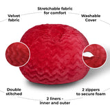 Red Faux Fur Memory Foam Bean Bag Chair - Omega Lifestyles