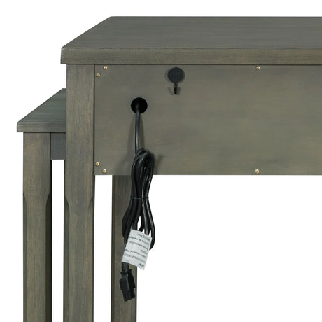 Expandable Retro Kitchen Island With Built-In Power Outlets - Omega Lifestyles