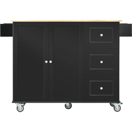 Rolling Mobile Kitchen Island With Solid Wood Top And Locking Wheels - Omega Lifestyles