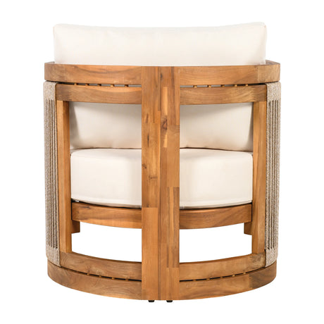 Premium Acacia Wood Outdoor Tub Club Chair With Cushions - Omega Lifestyles