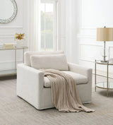 Ivory Fabric Swivel Chair With Toss Pillow - Omega Lifestyles