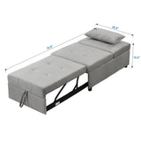 Multifunctional Gray Velvet Folding Ottoman Sofa Bed - Omega Lifestyles