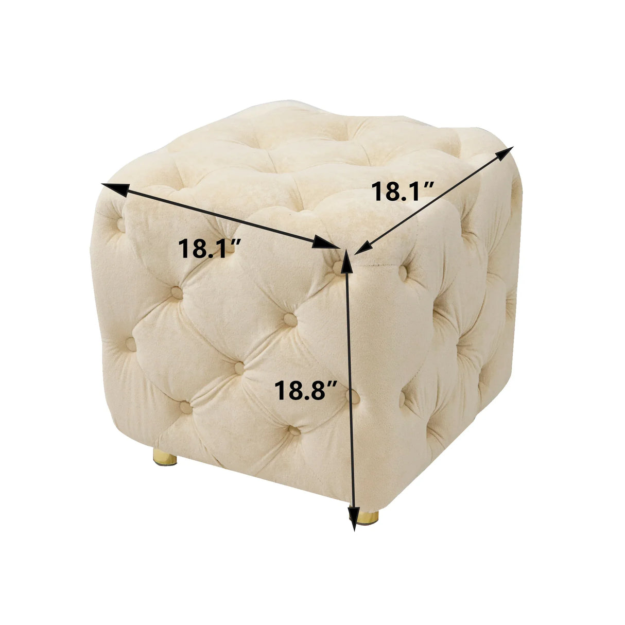 Beige Velvet Storage Ottoman With Concealed Compartment - Omega Lifestyles
