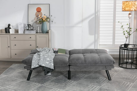 Light Grey Upholstered Convertible Foam Sofa Bed Twin - Omega Lifestyles