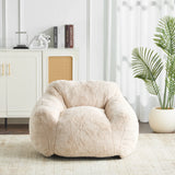 Soft Beige Faux-Fur Armchair Style Bean Bag Seating - Omega Lifestyles