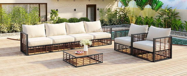 7-Piece Modern Metal Outdoor Patio Sectional Sofa Set - Omega Lifestyles