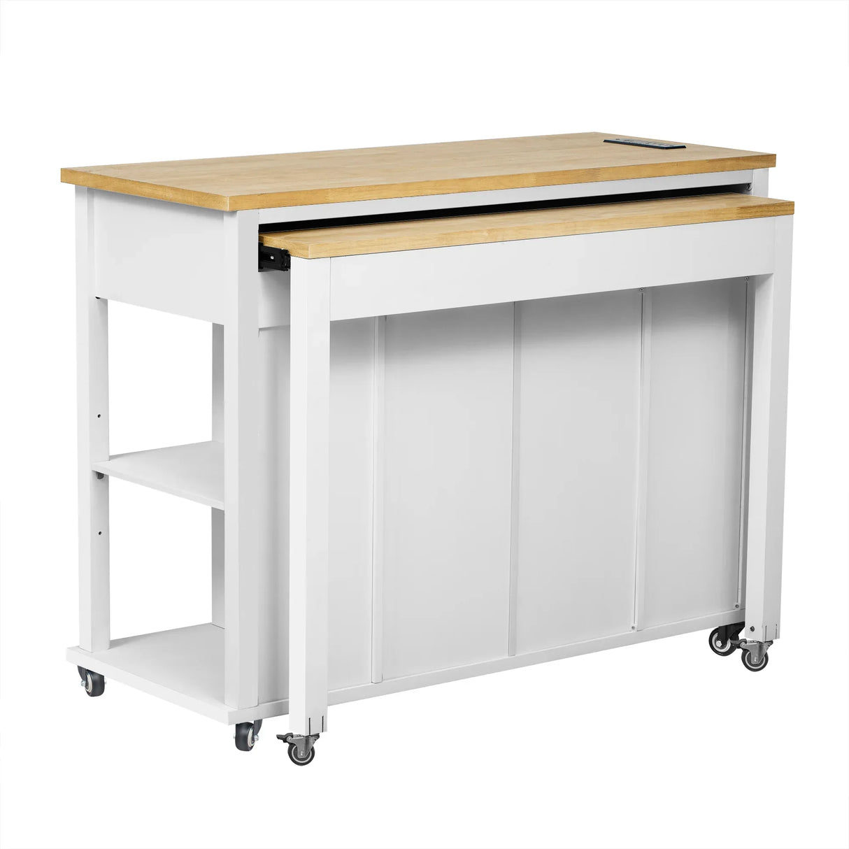 47-Inch Extendable Rubber Wood Veneer Kitchen Island - Omega Lifestyles