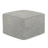 Light Gray Cotton Boucle Square Pouf Ottoman - Omega Lifestyles