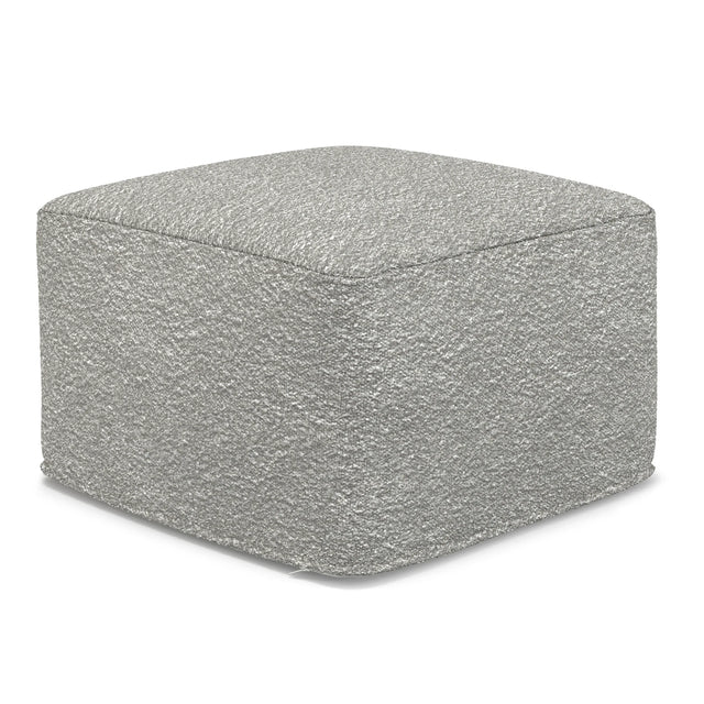 Light Gray Cotton Boucle Square Pouf Ottoman - Omega Lifestyles