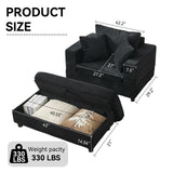 Corduroy Upholstered Chaise Lounge Chair With Ottoman - Omega Lifestyles