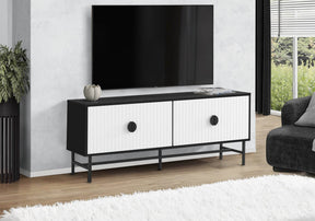 Contemporary 60-Inch Black White Laminate TV Stand - Omega Lifestyles
