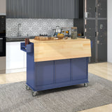 Rolling Mobile Kitchen Island With Solid Wood Top And Storage - Omega Lifestyles