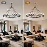 Farmhouse Matte Black Wagon Wheel 12-Light Chandelier - Omega Lifestyles