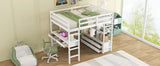 Full White Pine Full Loft Bed With Built-In Desk - Omega Lifestyles