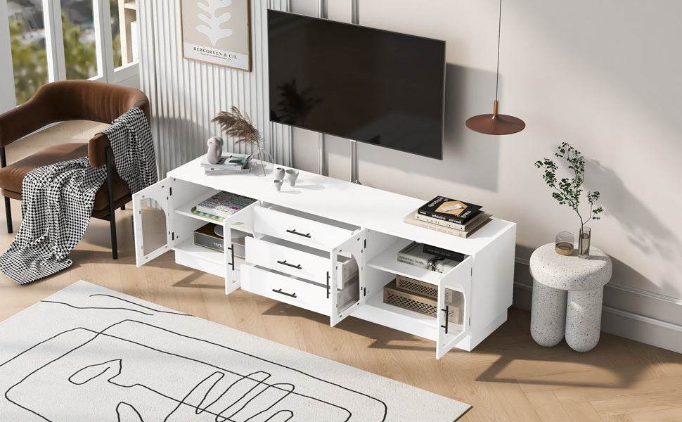 Modern Minimalist White MDF TV Stand With Storage - Sleep Galleria