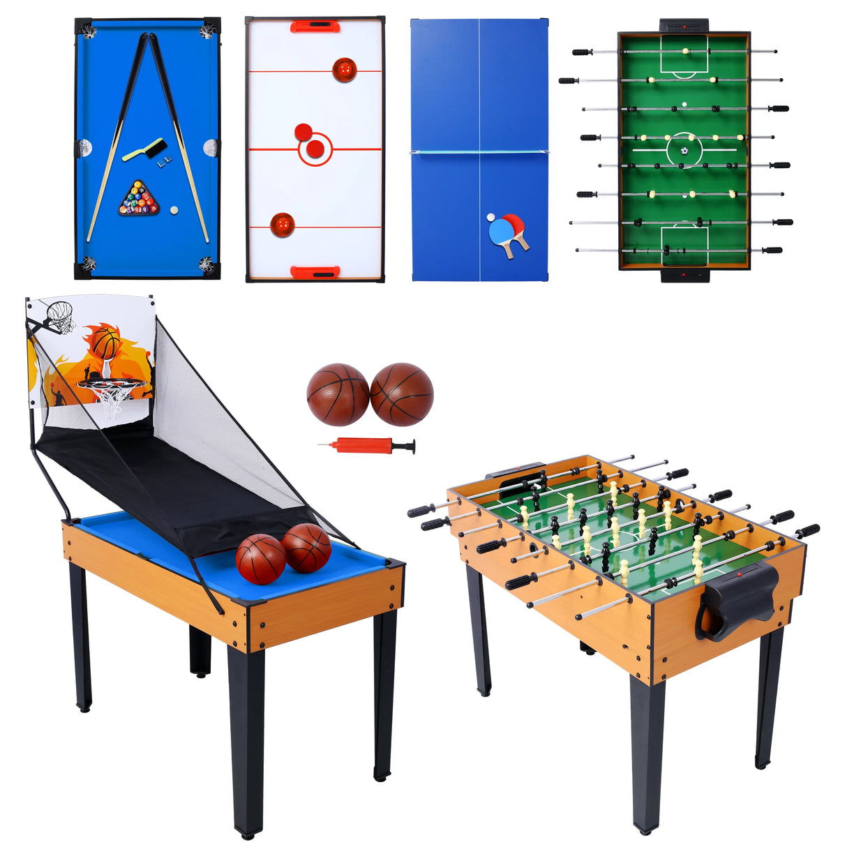 5-In-1 Multi-Game Table With Billiards Foosball Basketball - Omega Lifestyles