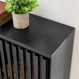 Mid Century Modern Fluted Solid Wood Sideboard Cabinet - Omega Lifestyles