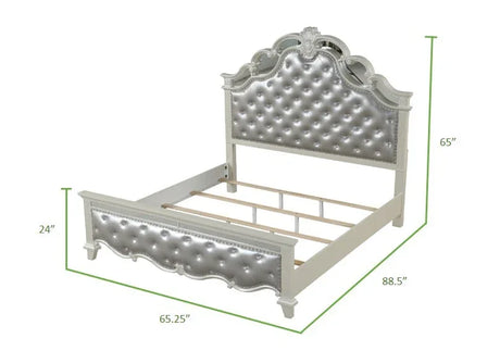 Contemporary Upholstered Tufted Wood Queen Bed Frame - Omega Lifestyles