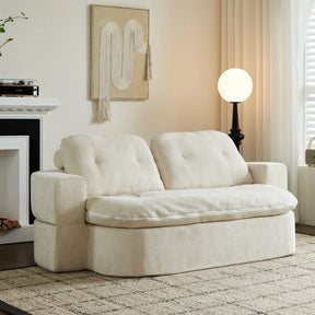 Modern Linen Foam-Filled Convertible Sleeper Sofa Bed With Pillows - Omega Lifestyles