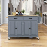 Kitchen Island Cart Solid Wood Top Four Door Cabinet - Omega Lifestyles