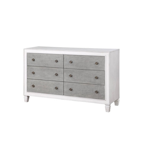 Rustic White Synthetic Wood Transitional Dresser - Omega Lifestyles