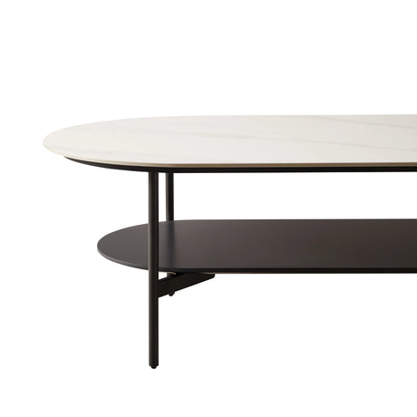Modern Ceramic And Walnut Finish Coffee Table - Omega Lifestyles