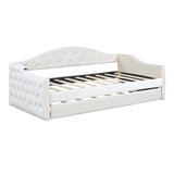 Twin Velvet Tufted Upholstered Daybed With Trundle And USB Charging - Omega Lifestyles