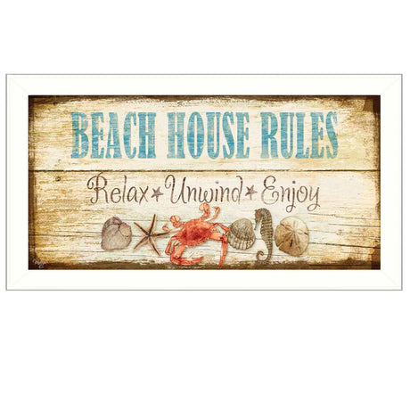 Beach House Rules Printed Wall Art Framed Poster - Omega Lifestyles