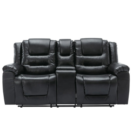 2-Seater Manual PU Leather Recliner Chair With Storage - Omega Lifestyles