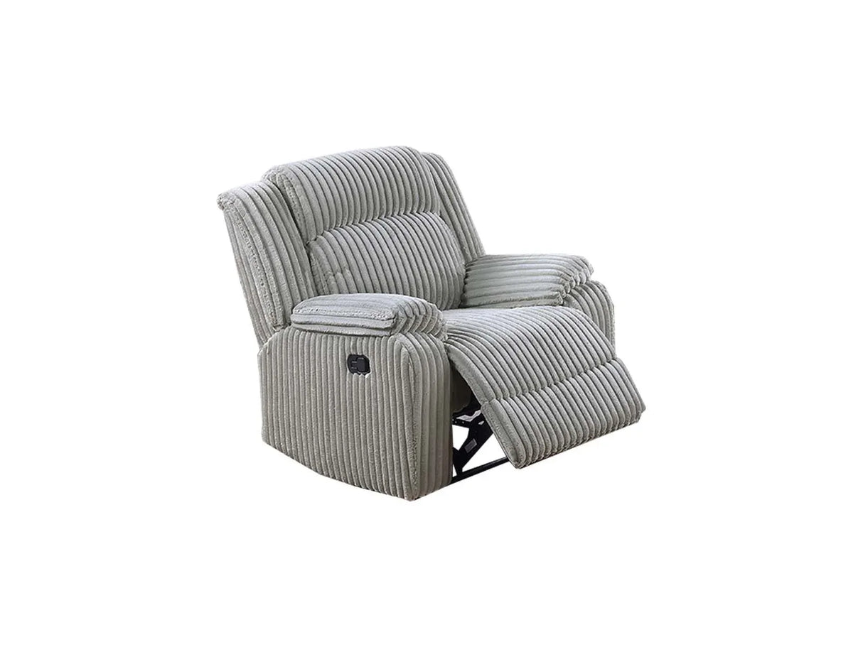 Contemporary Ash Color Fur-Like Corduroy Recliner Chair - Omega Lifestyles