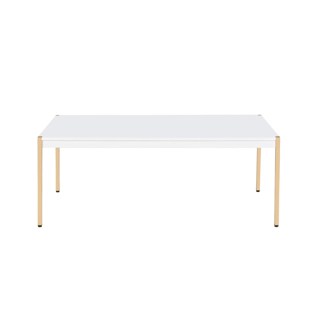 Minimalistic White Gold Finish Composite Wood Coffee Table - Omega Lifestyles