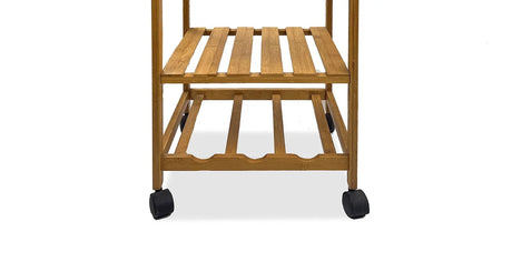 Contemporary Bamboo Trolley With 3-Tier Shelves And Drawer - Omega Lifestyles