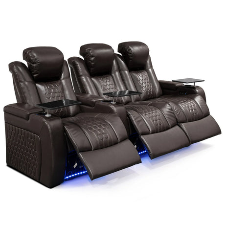 Top-Grain Nappa Leather Power Recliner With RGB Lighting - Omega Lifestyles
