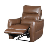 Contemporary Caramel Brown Leather Match Power Recliner - Omega Lifestyles