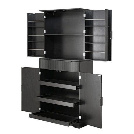 Fluted Freestanding Kitchen Pantry Cabinet With Drawers - Omega Lifestyles