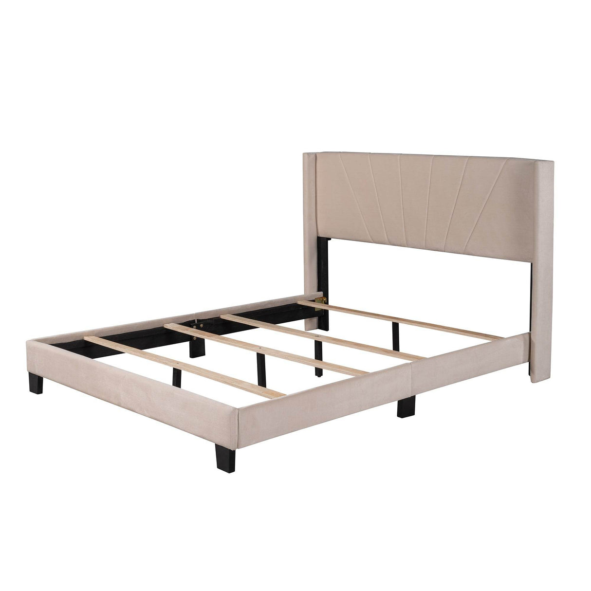 Queen Velvet Upholstered Platform Bed Frame - Omega Lifestyles