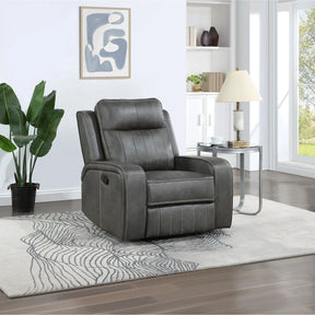 Grey Upholstered Plush Foam Recliner Chair - Omega Lifestyles