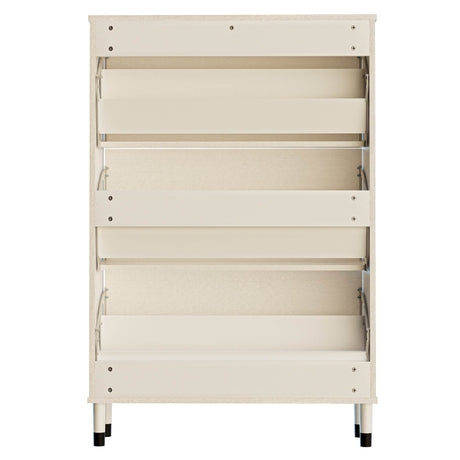 Ancient White MDF Narrow Entryway Shoe Storage Cabinet - Omega Lifestyles