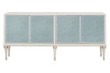 French Provincial Pearl White Silver Console Cabinet - Omega Lifestyles