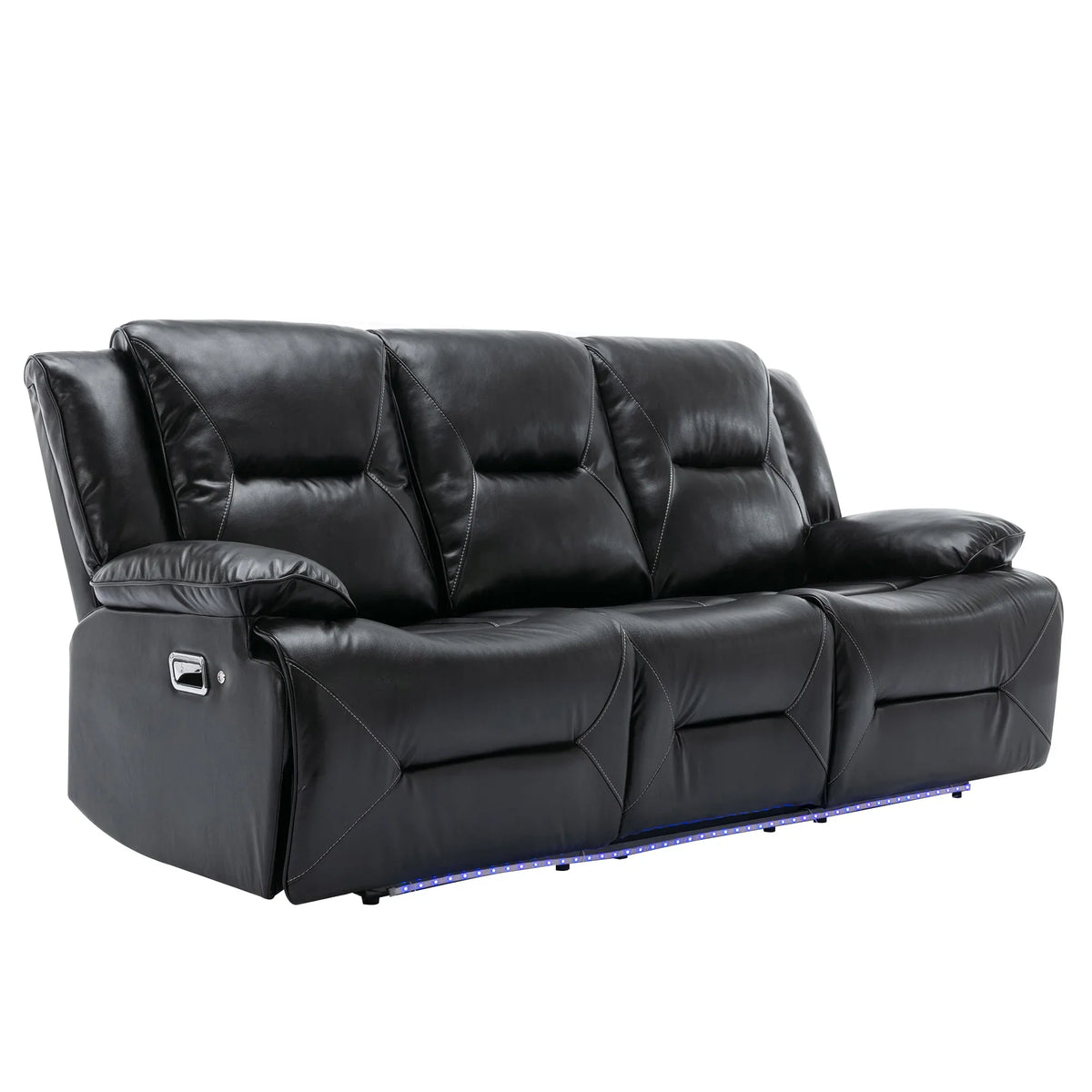 3-Seater Manual Recliner Chair Leather Gel With LED Lights - Omega Lifestyles