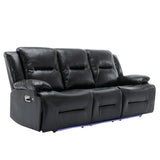 3-Seater Manual Recliner Chair Leather Gel With LED Lights - Omega Lifestyles
