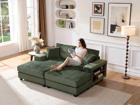 Convertible Corduroy Fabric Oversized Double Lounge Sofa Chair - Omega Lifestyles