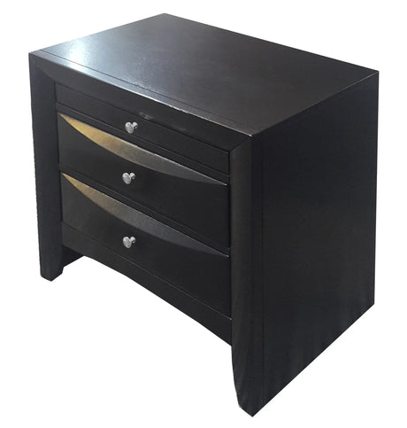 Black Synthetic Wood Elegant Storage Nightstand - Omega Lifestyles