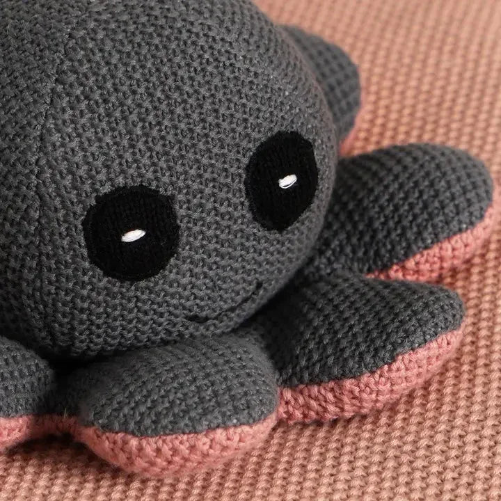 Dark Gray Cotton Plush Knitted Stuffed Octopus Toy - Omega Lifestyles